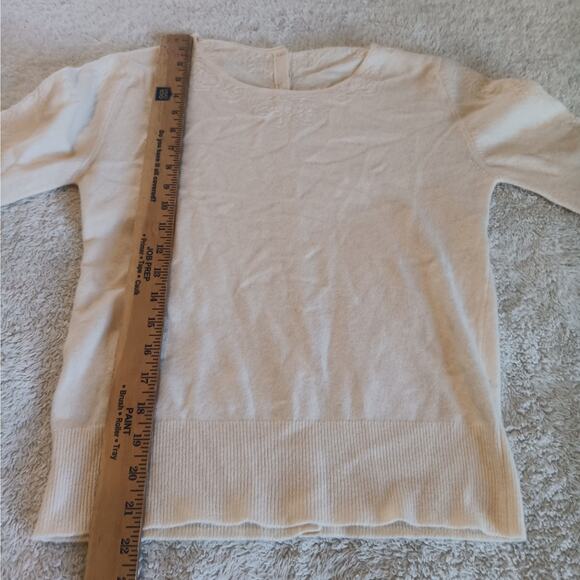 Chanel Paris Cashmere Cardigan Sweater Small Ivory Cream Button Up Back Floral - Picture 8 of 10